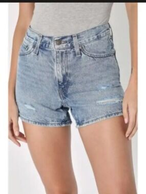 LEVI'S PREMIUM DENIM MOM SHORST HIGH WAISTED W/DISTRESSING AT FRONT WOMENS SZ 24